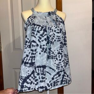 Bellambra Pure Linen High Neck Sleeveless Tie Dye Top Made in Italy